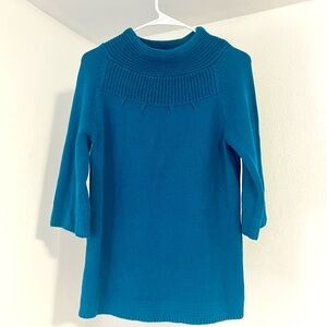 Chic Teal Cowl Neck Sweater